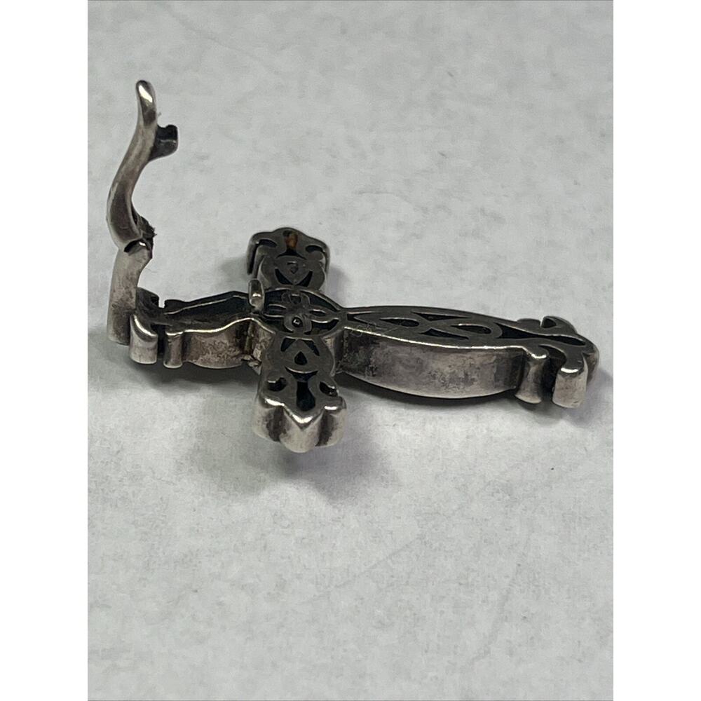 EFFY 18k And Sterling Silver Cross Crucifix Pendant Faux Pearl No Necklace RARE - Picture 10 of 12
